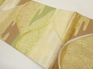 遠山に菊・牡丹・紅葉模様織出し名古屋帯